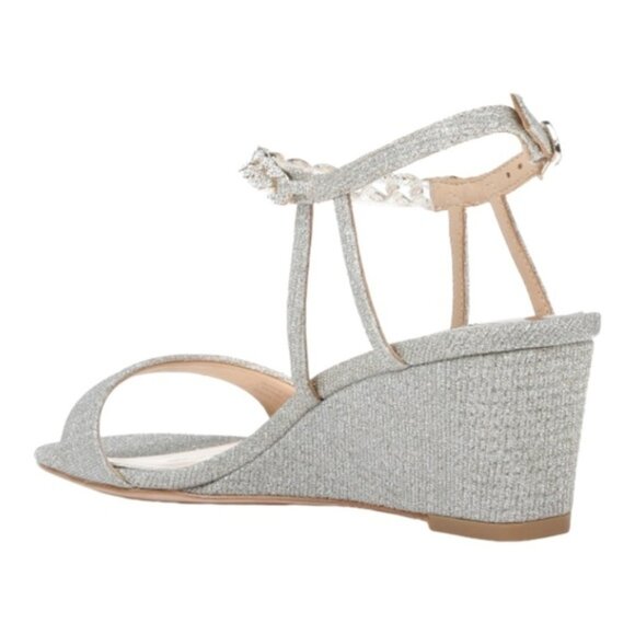 BADGLEY Mishka Kaelyn Mid Wedge Heel Platinum Size 8 - Picture 3 of 13
